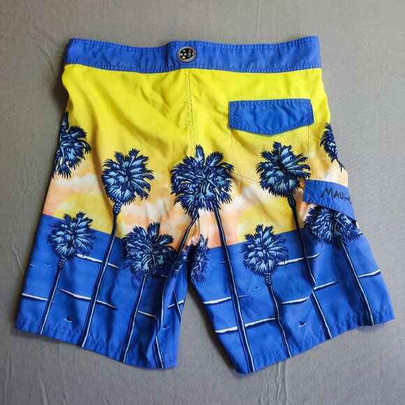 Maui and Sons board shorts men's size M blue with tropical design - Picture 3 of 14